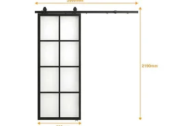 Schuifdeur Wilden - H205 X L83 Cm - Aluminium En Gehard Glas-Vente-unique Outlet