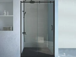 Schuifdouchedeur Met Wieltjes Mat Zwart Industriele Stijl - 120 X 195 Cm - Anakao-Shower & Design Best