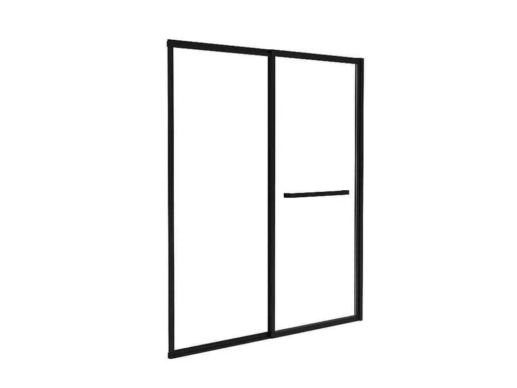 Schuifdouchewand Mat Zwart Met Handdoekenrek - 120 X 140 Cm - Waimea-Shower & Design Sale