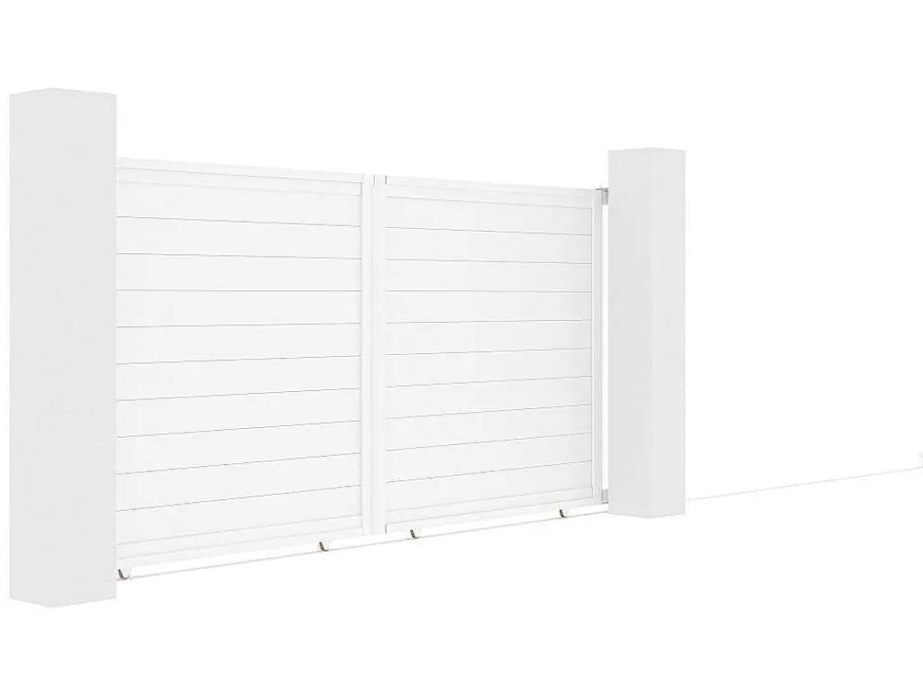 Schuifpoort Aluminium L374 X H180 Cm Wit - Nazario-EXPERTLAND New