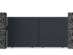 Schuifpoort Van Antraciet Opengewerkt Aluminium - L374 X 180 Cm - Nazario-EXPERTLAND Clearance