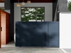 Schuifpoort Van Antraciet Opengewerkt Aluminium - L416 X 165 Cm - Nazario-EXPERTLAND