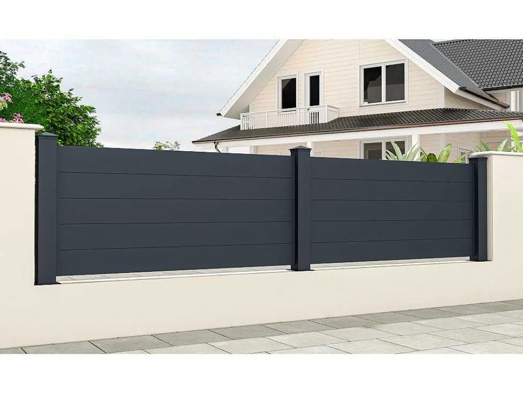 Schutting L189 X H78 Cm In Antraciet Aluminium - Otavio-EXPERTLAND Sale