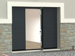 Sectionale Garagedeur - Gegroefd Effect - Centrale Loopdeur - Antraciet - Automatisch - Noria-Vente-unique Sale