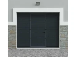 Sectionale Garagedeur - Gegroefd Effect - Centrale Loopdeur - Antraciet - Automatisch - Noria-Vente-unique Sale