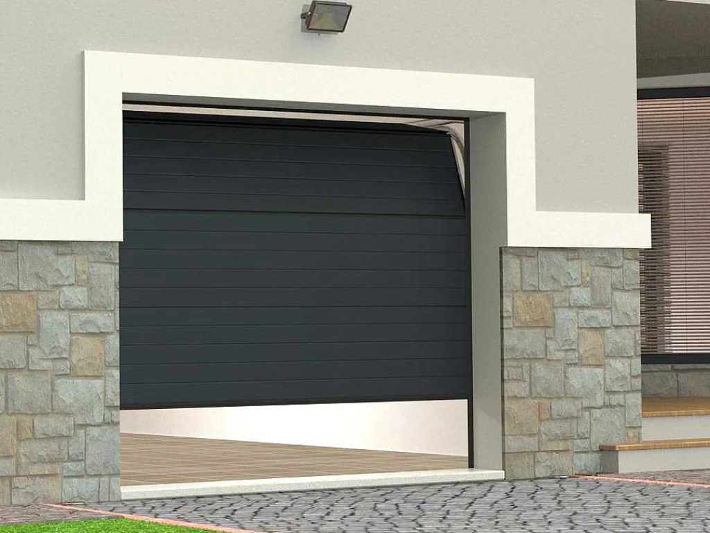 Sectionale Garagedeur Antraciet Met Groefeffect En Motor - Noria-Somfy Online