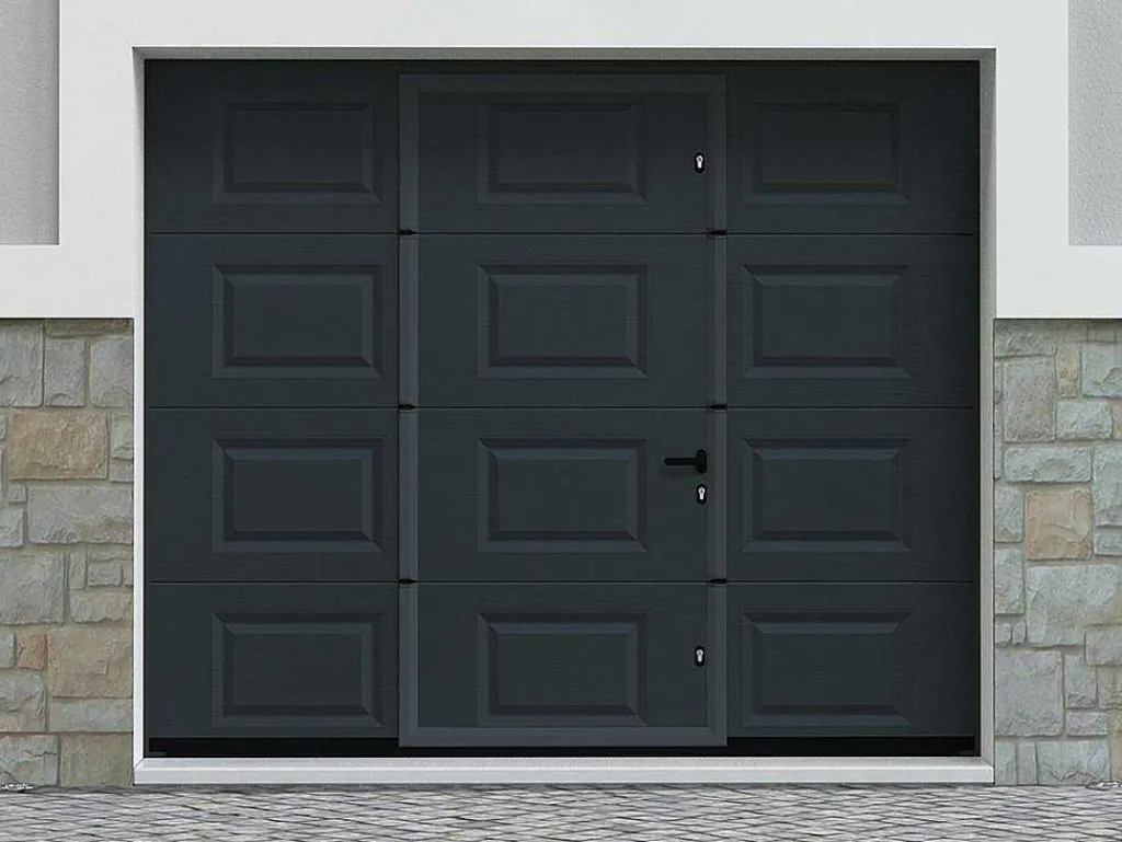 Sectionale Garagedeur Met Somfy Motor Met Centrale Loopdeur Antraciet - Caopas-Vente-unique Online