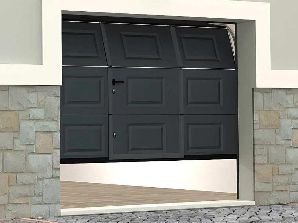 Sectionale Garagedeur Met Somfy Motor Met Centrale Loopdeur Antraciet - Caopas-Vente-unique Online