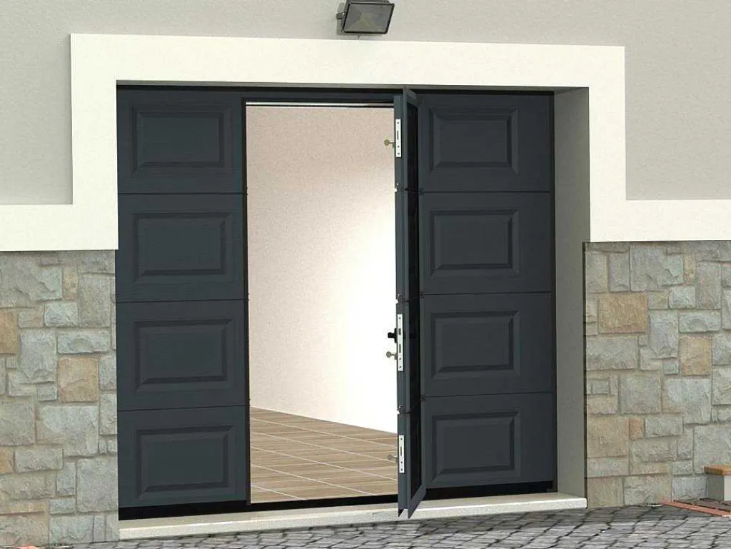 Sectionale Garagedeur Met Somfy Motor Met Centrale Loopdeur Antraciet - Caopas-Vente-unique Online