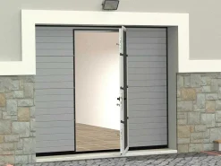 Sectionale Garagedeur Met Groefeffect Centrale Deur Grijs Met Motor - Noria-Somfy Discount