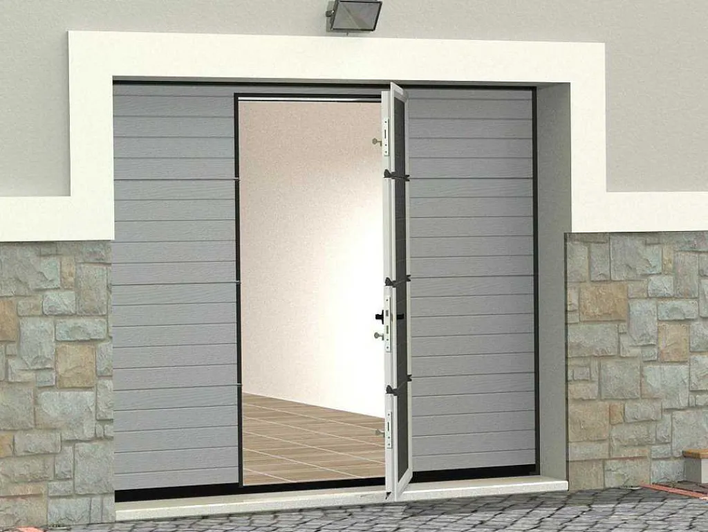 Sectionale Garagedeur Met Groefeffect Centrale Deur Grijs Met Motor - Noria-Somfy Discount