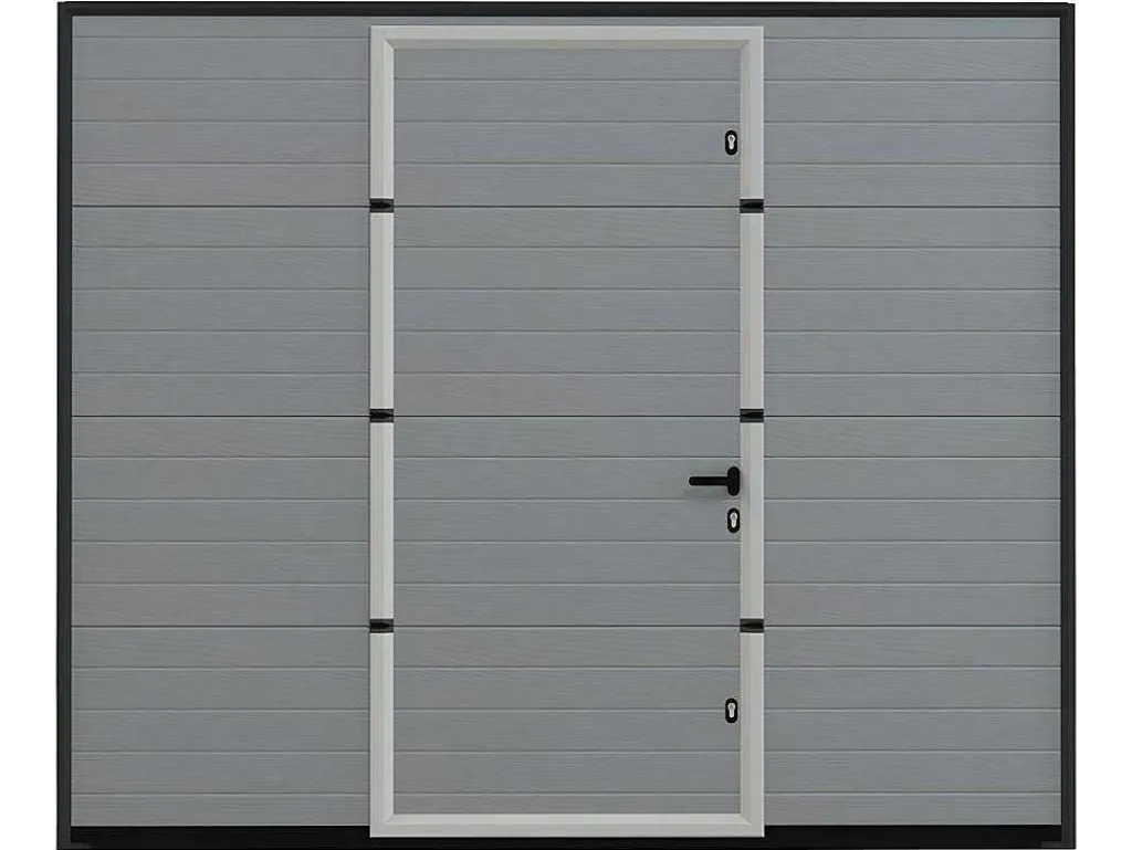 Sectionale Garagedeur Met Groefeffect Centrale Deur Grijs Met Motor - Noria-Somfy Discount