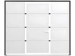 Sectionale Garagedeur Met Glad Effect Met Centrale Witte Loopdeur En Motor - Lavega-Somfy Discount