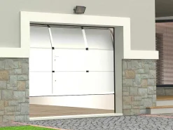 Sectionale Garagedeur Met Glad Effect Met Centrale Witte Loopdeur En Motor - Lavega-Somfy Discount