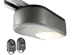 Sectionale Garagedeur Met Glad Effect Met Centrale Witte Loopdeur En Motor - Lavega-Somfy Discount