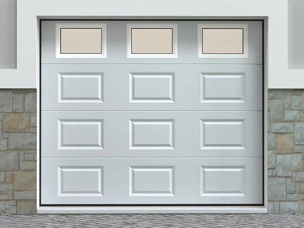 Sectionale Garagedeur Met Cassettes - Wit - Met Ramen - Automatisch - Caopas-Vente-unique New