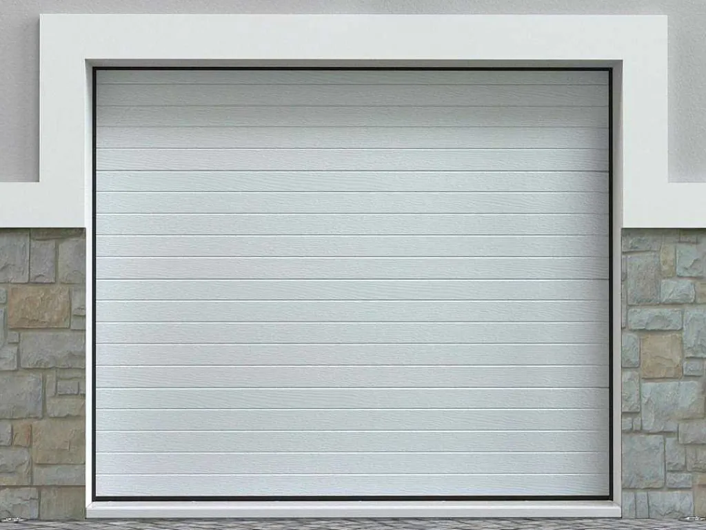 Sectionale Garagedeur Wit Gegroefd Effect Met Motor - Noria-Vente-unique