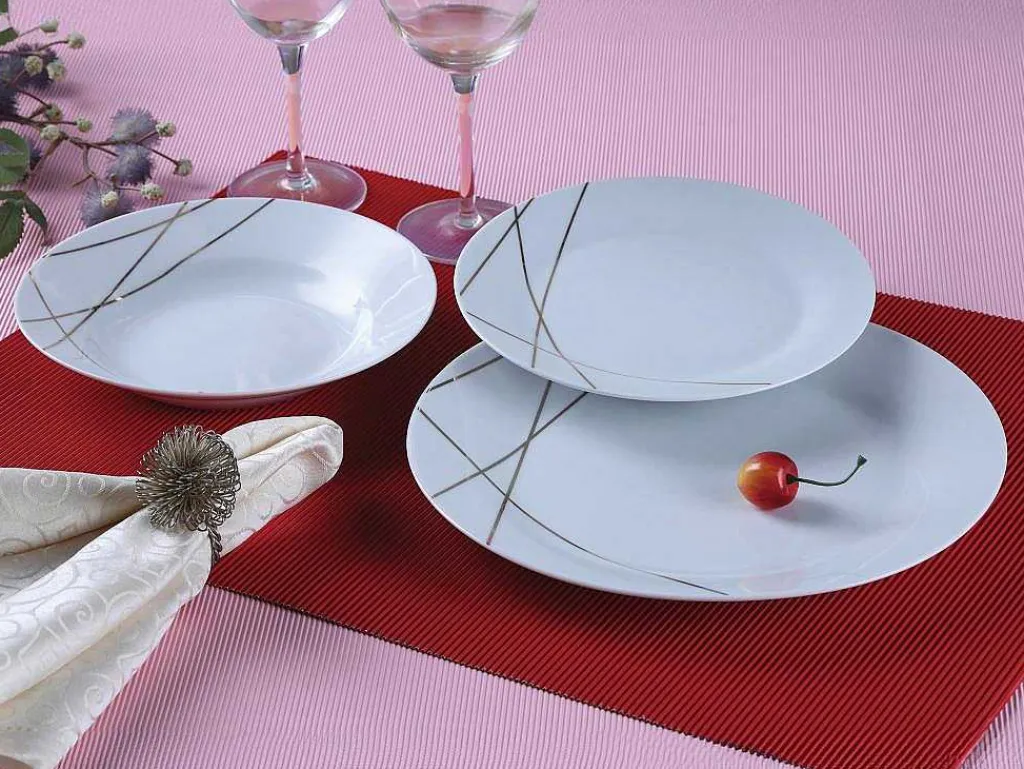 Servies 18 Stuks Van Porselein - Wit En Goud - Linasio-OZAIA Discount