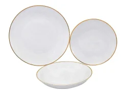 Servies 18 Stuks Van Porselein - Wit En Gouden Bies - Julina-OZAIA Best