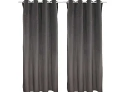 Set 2 Gordijnen Luxe - Polyesterfluweel - 140X260Cm - Grijs-OZAIA