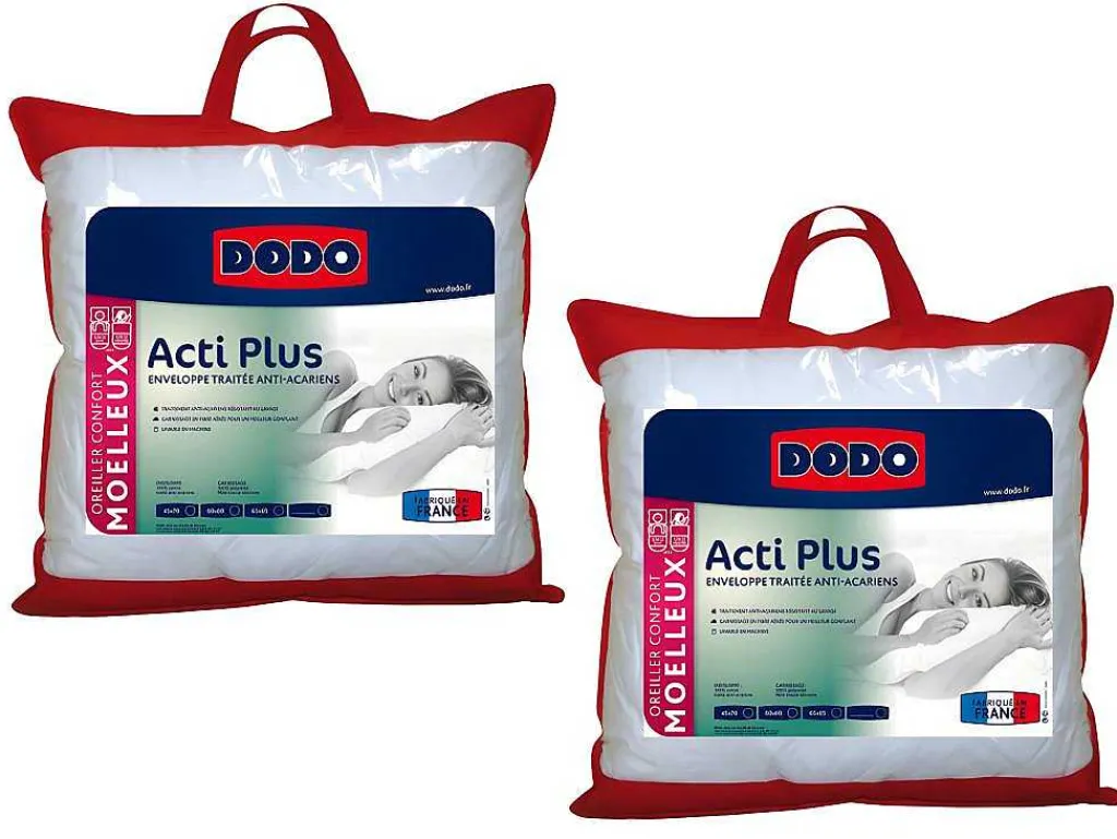 Set 2 Hoofdkussens Acti Plus Ii Tegen Allergieen - 65X65 Cm-DODO Discount