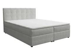 Set Bed Met Hoofdbord Met Capitons + Bedbodem Met Opbergruimte + Matras + Dekmatras - 180 X 200 Cm - Stof - Lichtgrijs - Kida Van Ysmee-Ysmée Outlet