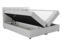 Set Bed Met Hoofdbord Met Capitons + Bedbodem Met Opbergruimte + Matras + Dekmatras - 180 X 200 Cm - Stof - Lichtgrijs - Kida Van Ysmee-Ysmée Outlet
