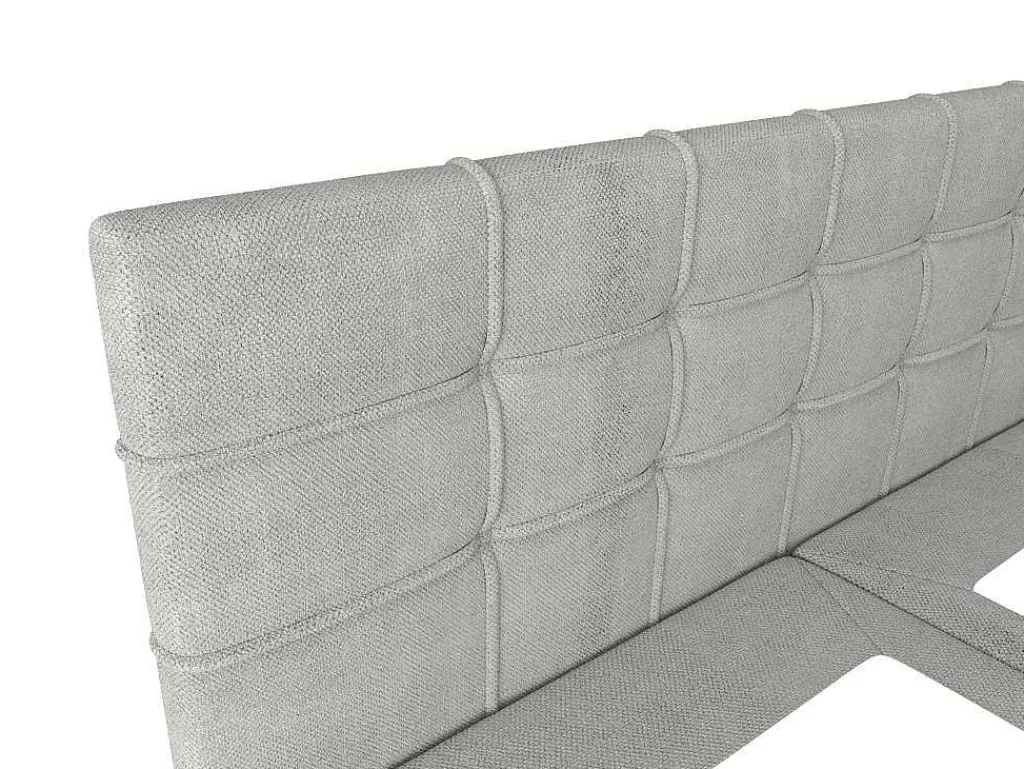 Set Bed Met Hoofdbord Met Capitons + Bedbodem Met Opbergruimte + Matras + Dekmatras - 180 X 200 Cm - Stof - Lichtgrijs - Kida Van Ysmee-Ysmée Outlet