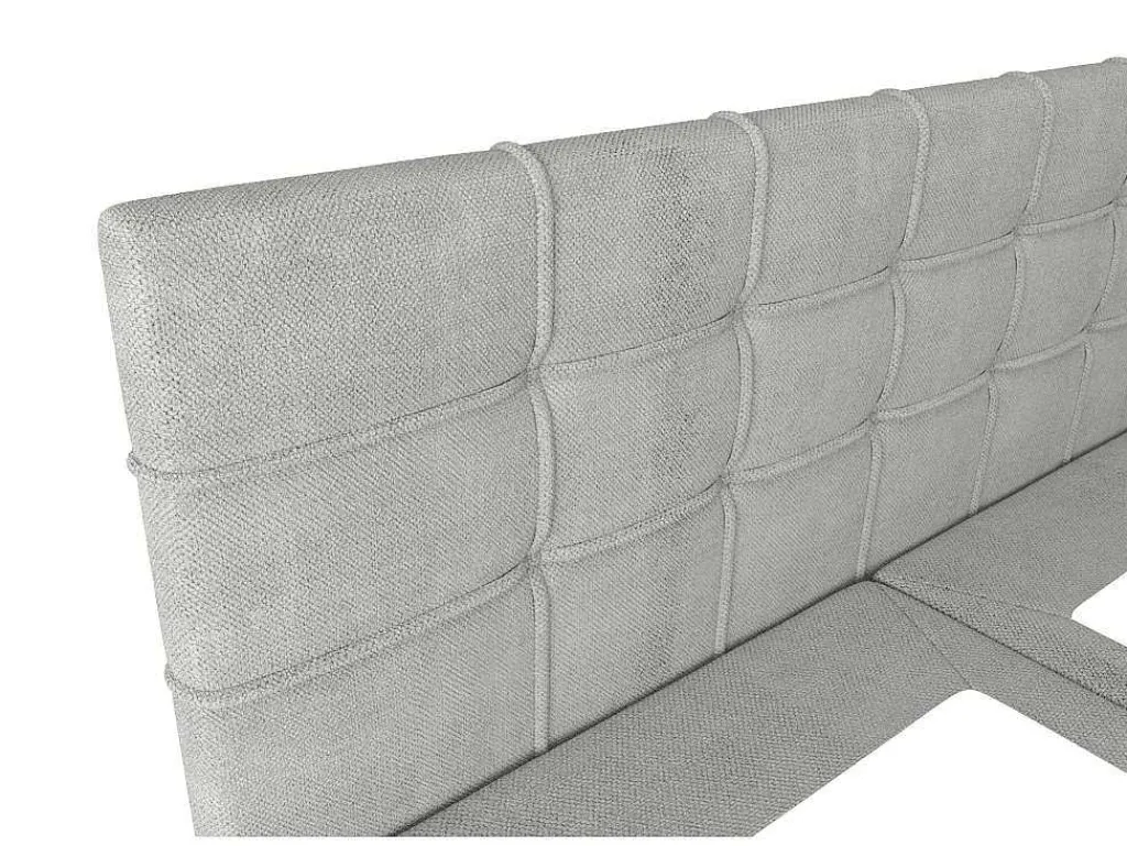 Set Bed Met Hoofdbord Met Capitons + Bedbodem Met Opbergruimte + Matras+ Dekmatras - 160 X 200 Cm - Stof - Lichtgrijs - Kida Van Ysmee-Ysmée New