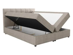 Set Bed Met Hoofdbord Met Capitons + Bedbodem Met Opbergruimte + Matras + Dekmatra - 160 X 200 Cm - Stof - Taupegrijs - Kida Van Ysmee-Ysmée Best