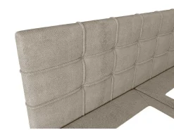 Set Bed Met Hoofdbord Met Capitons + Bedbodem Met Opbergruimte + Matras + Dekmatra - 160 X 200 Cm - Stof - Taupegrijs - Kida Van Ysmee-Ysmée Best