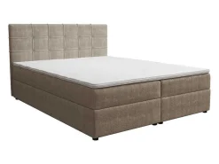 Set Bed Met Hoofdbord Met Capitons + Bedbodem Met Opbergruimte + Matras+ Dekmatras- 180 X 200 Cm - Stof - Taupegrijs - Kida Van Ysmee-Ysmée