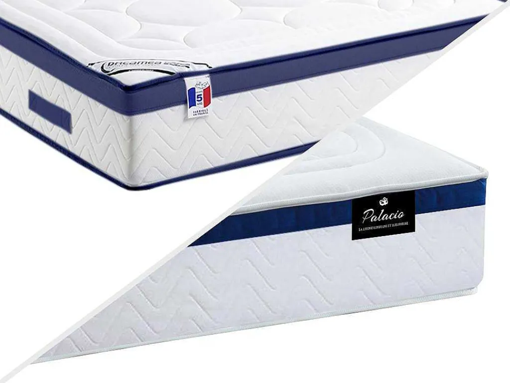 Set Bedbodem En Matras Pocketveren En Vormgeheugen Met Textuur Marquis Van Dreamea - Dikte 30 Cm - 140 X 190 Cm - Blauw-Palacio Outlet