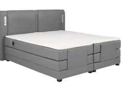 Set Boxspring + Hoofdbord Met Ledlampjes + Elektrische Relaxbedbodems + Matras + Topmatras - 2 X 80 X 200 Cm - Grijze Stof - Astemi Van-Palacio