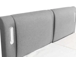 Set Boxspring + Hoofdbord Met Ledlampjes + Elektrische Relaxbedbodems + Matras + Topmatras - 2 X 80 X 200 Cm - Grijze Stof - Astemi Van-Palacio