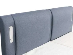 Set Boxspring + Hoofdbord Met Ledlampjes + Elektrische Relaxbedbodems + Matras + Topmatras - 2 X 90 X 200 Cm - Blauwe Stof - Astemi Van-Palacio Outlet