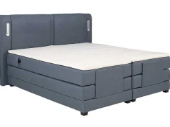 Set Boxspring + Hoofdbord Met Ledlampjes + Elektrische Relaxbedbodems + Matras + Topmatras - 2 X 90 X 200 Cm - Blauwe Stof - Astemi Van-Palacio Outlet