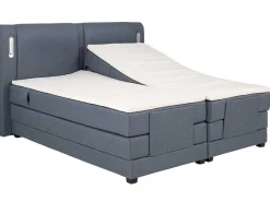 Set Boxspring + Hoofdbord Met Ledlampjes + Elektrische Relaxbedbodems + Matras + Topmatras - 2 X 90 X 200 Cm - Blauwe Stof - Astemi Van-Palacio Outlet