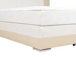 Set Boxspring En Matras Met Hoofdeinde Met Leds + Lattenbodem + Matras + Dekmatras Asti Van Ysmee - 160 X 200 Cm - Kunstleer - Creme Wit-Ysmée Hot