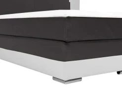 Set Boxspring En Matras Met Hoofdeinde Met Leds + Lattenbodem + Matras + Dekmatras Asti Van Ysmee - 160 X 200 Cm - Kunstleer - Wit En Grijs-Ysmée Sale