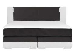 Set Boxspring En Matras Met Hoofdeinde Met Leds + Lattenbodem + Matras + Dekmatras Asti Van Ysmee - 160 X 200 Cm - Kunstleer - Wit En Grijs-Ysmée Sale