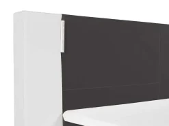 Set Boxspring En Matras Met Hoofdeinde Met Leds + Lattenbodem + Matras + Dekmatras Asti Van Ysmee - 160 X 200 Cm - Kunstleer - Wit En Grijs-Ysmée Sale