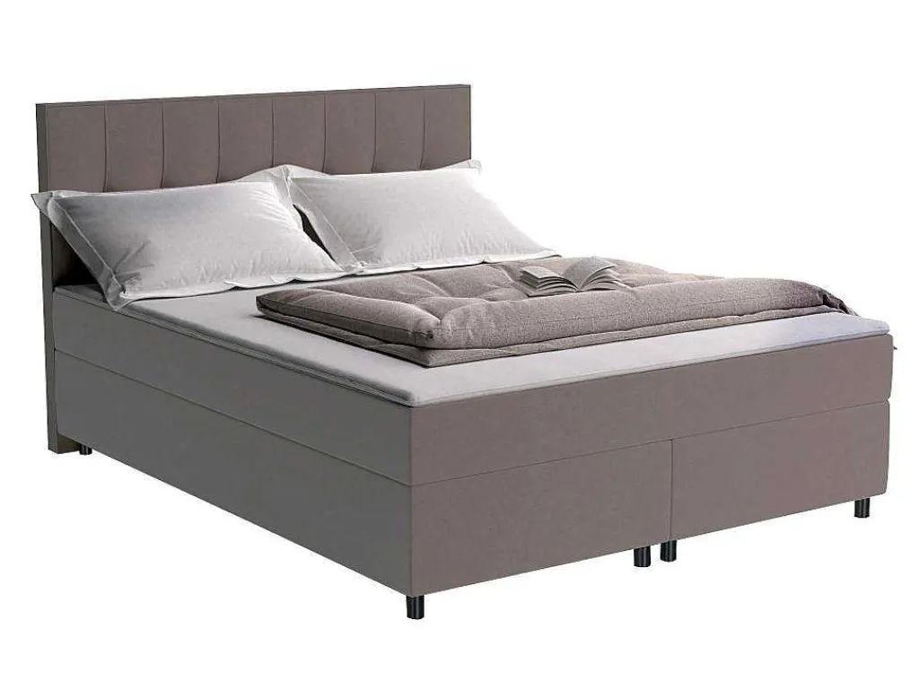 Set Boxspring Hoofdbord + Bedbodems + Matras + Topmatras Siero Van Ysmee - 180 X 200 Cm - Stof - Grijs-Ysmée New