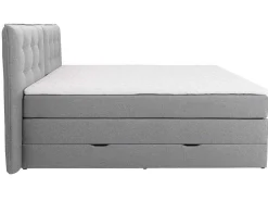 Set Boxspring Met Hoofdbord + Bedbodems Met Opbergruimte + Matras + Dekmatras - 160 X 200 Cm - Lichtgrijze Stof - Perama Van-Palacio Online