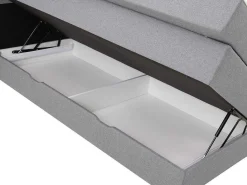 Set Boxspring Met Hoofdbord + Bedbodems Met Opbergruimte + Matras + Dekmatras - 180 X 200 Cm - Lichtgrijze Stof - Perama Van-Palacio
