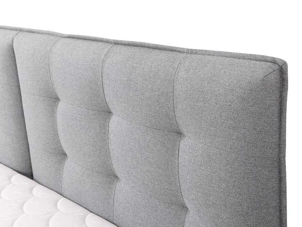 Set Boxspring Met Hoofdbord + Bedbodems Met Opbergruimte + Matras + Dekmatras - 180 X 200 Cm - Lichtgrijze Stof - Perama Van-Palacio