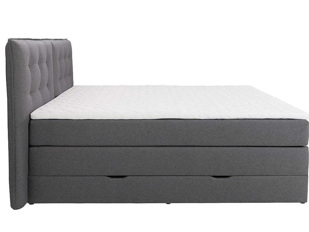 Set Boxspring Met Hoofdbord + Bedbodems Met Opbergruimte + Matras + Dekmatras - 160 X 200 Cm - Antracietkleurige Stof - Perama Van-Palacio Outlet