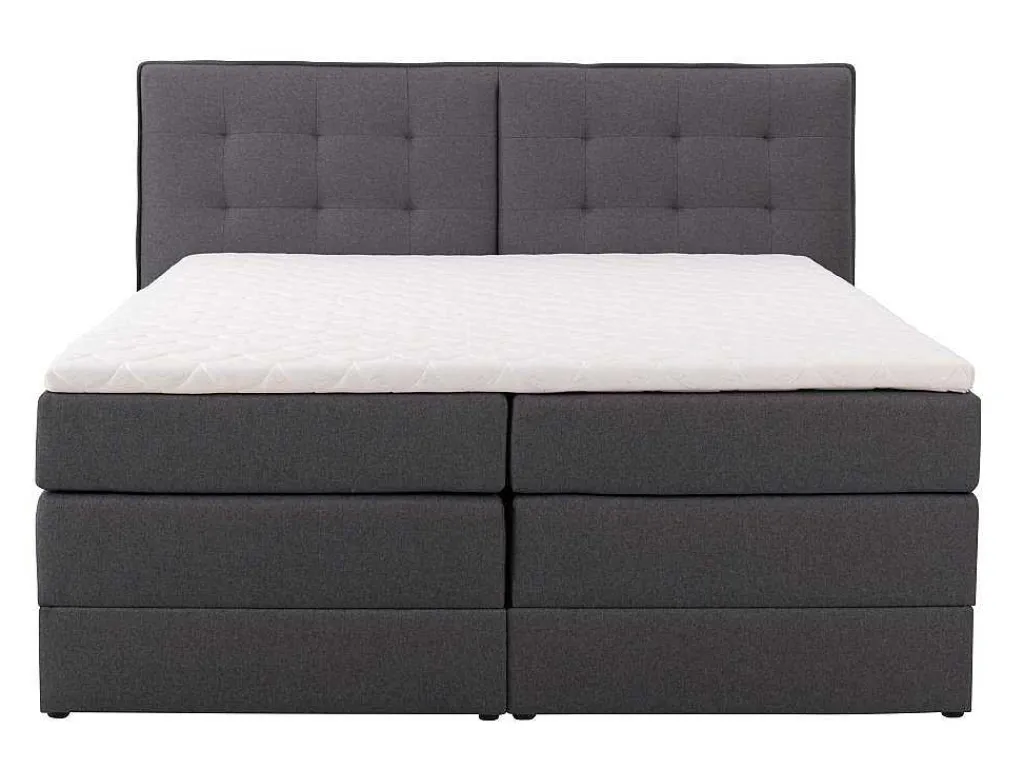 Set Boxspring Met Hoofdbord + Bedbodems Met Opbergruimte + Matras + Dekmatras - 160 X 200 Cm - Antracietkleurige Stof - Perama Van-Palacio Outlet