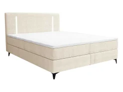 Set Boxspring Met Hoofdbord Met Ledverlichting + Bedbodem + Matras + Dekmatras - 160 X 200 Cm - Stof - Beige - Ono Van Ysmee-Ysmée Online