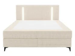 Set Boxspring Met Hoofdbord Met Ledverlichting + Bedbodem + Matras + Dekmatras - 160 X 200 Cm - Stof - Beige - Ono Van Ysmee-Ysmée Online